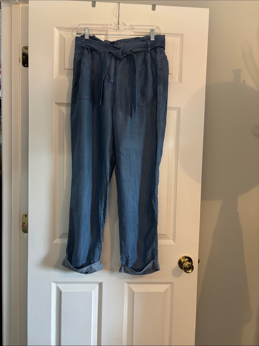 New Chambray Blue Tie-Waist Relaxed Trousers